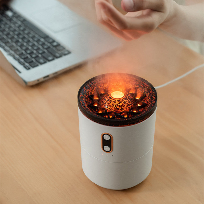 USB Aromadiffusor mit Vulkanflamme – Tragbarer Luftbefeuchter und Nachtlicht