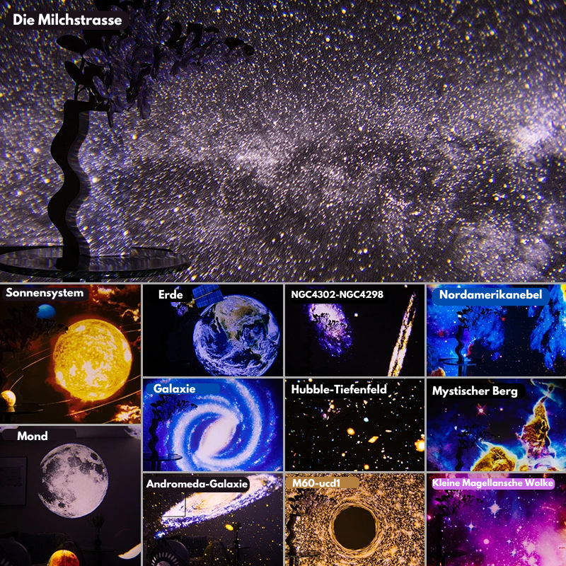 GalaxBeam: 3D Sternenhimmel-Projektor mit Klarer Fokus-Technologie – Erlebe Planeten, Sterne & die Milchstrasse hautnah
