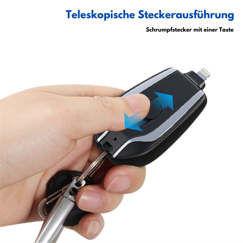 Mini Notfall-Powerbank 1500mAh – Ultrakompaktes Schlüsselanhänger-Ladegerät für iPhone & Type-C Geräte, schnelles Aufladen unterwegs