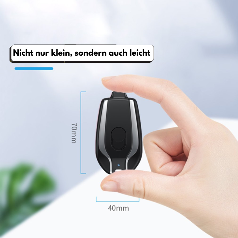 Mini Notfall-Powerbank 1500mAh – Ultrakompaktes Schlüsselanhänger-Ladegerät für iPhone & Type-C Geräte, schnelles Aufladen unterwegs