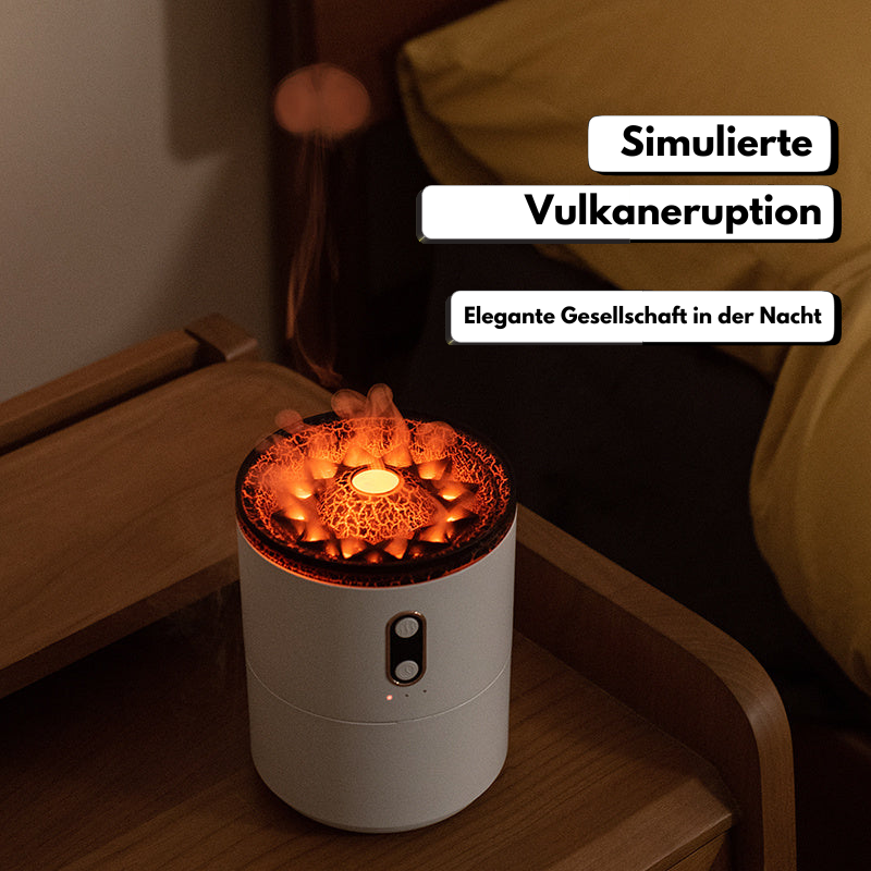 USB Aromadiffusor mit Vulkanflamme – Tragbarer Luftbefeuchter und Nachtlicht